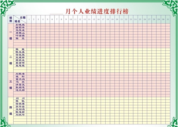 月个人业绩进度表图片