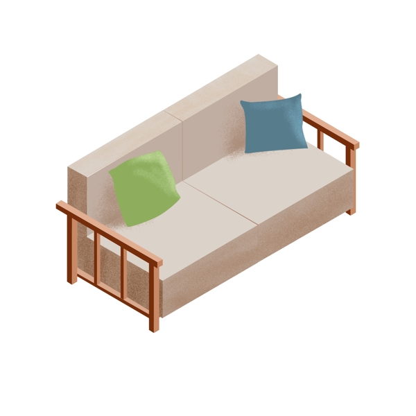 2.5D木脚沙发抱枕可商用免扣元素设计