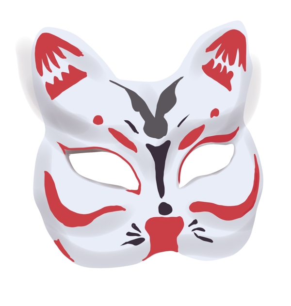 日本猫咪面具插画