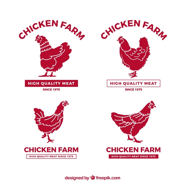 红色农场鸡徽标图标