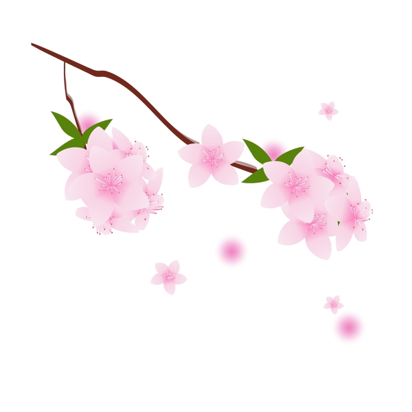桃花春天粉色手绘元素可商用