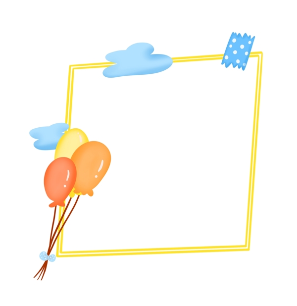 手绘气球边框插画