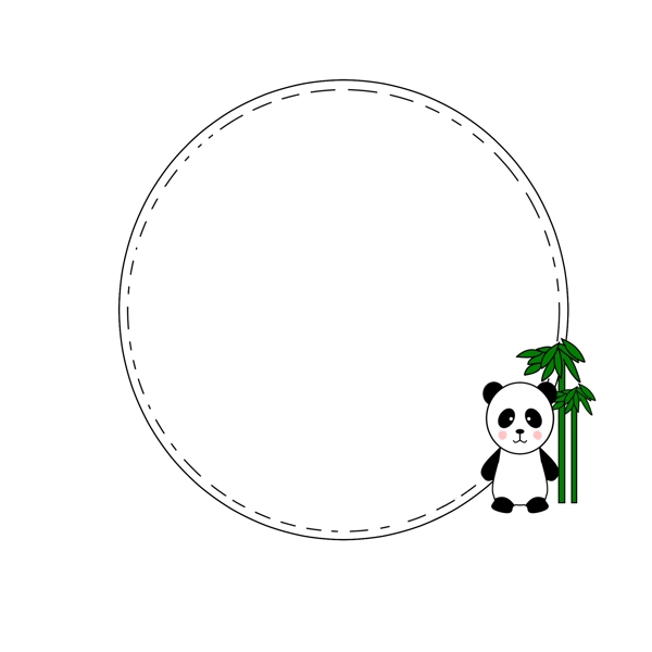 白色的熊猫边框插画