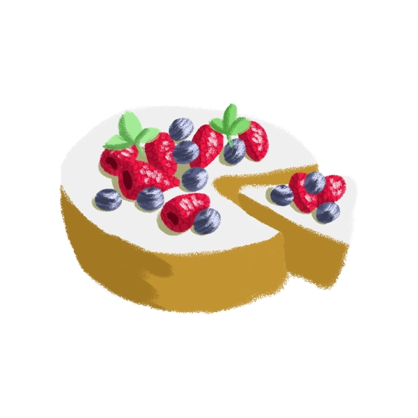 桑葚蓝莓薄荷叶芝士蛋糕PNG