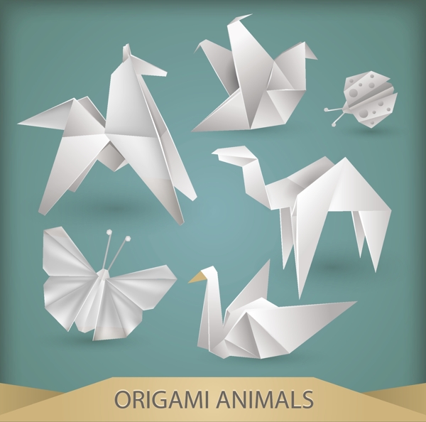 各种折纸动物设计矢量素材05