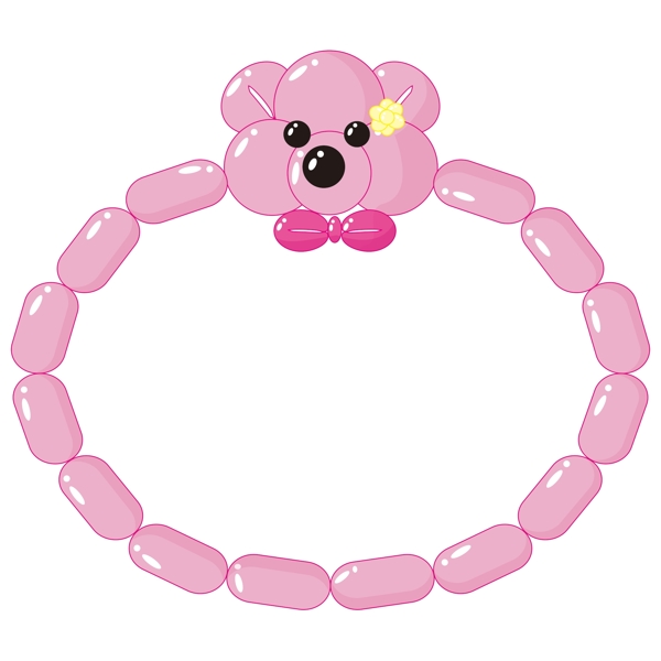粉色小熊气球对话框边框