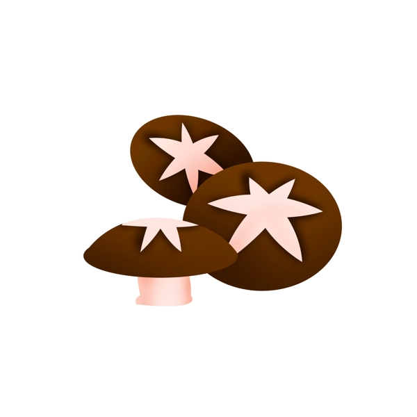 手绘卡通棕色蘑菇插画