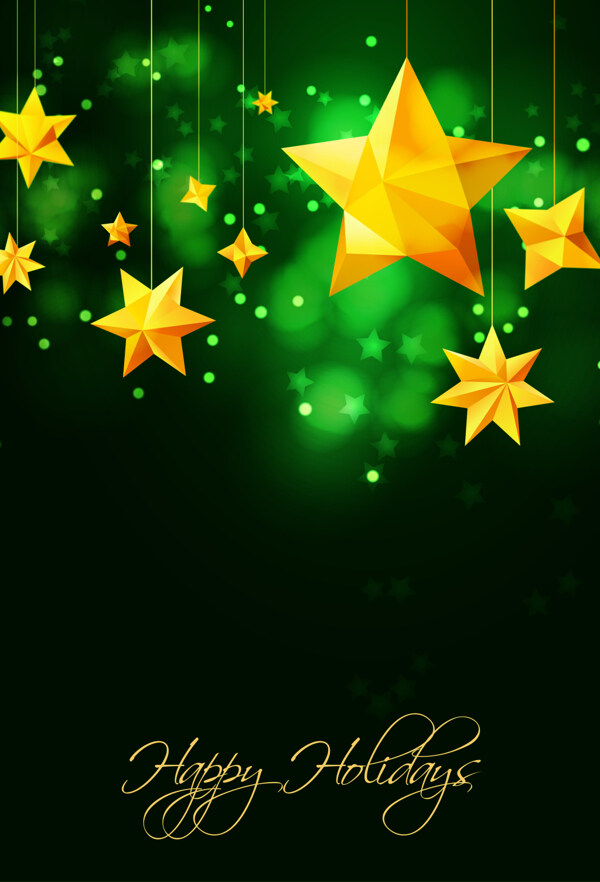 几何星星荧光圣诞海报背景