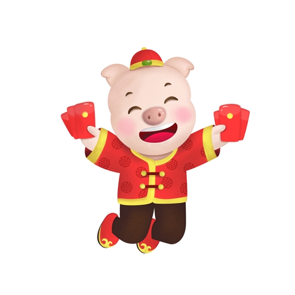 春节新年猪年可爱卡通生肖猪抢红包拜年