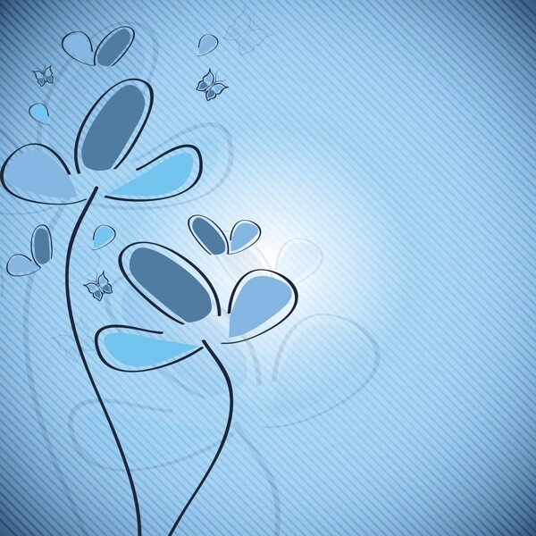 美丽的花组成的蓝色背景上与你的文本空间