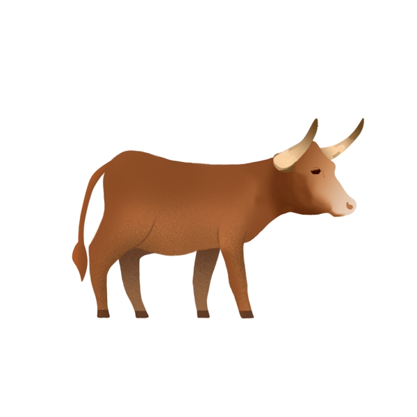 手绘一头牛插画动物设计