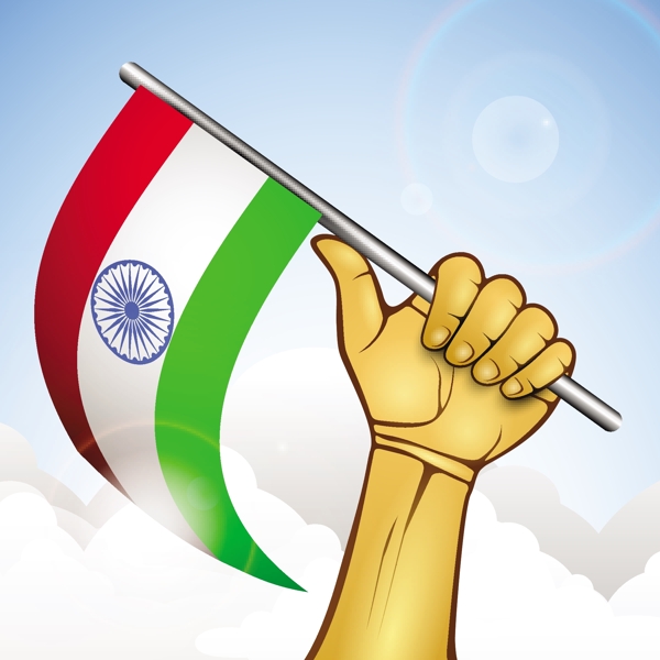 印度国旗的人的手的插图