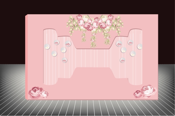 粉色异型婚礼迎宾区背景底纹玫瑰