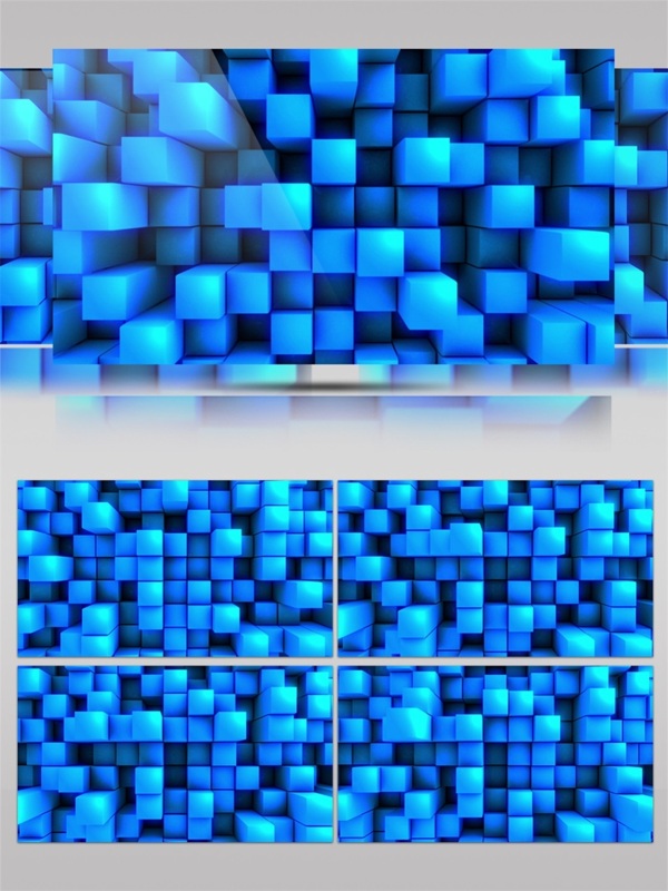 蓝光三维方块高清视频素材