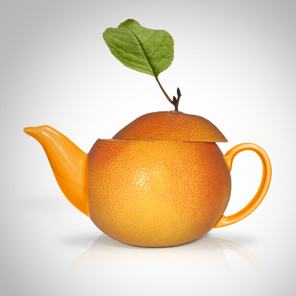 创意橙子茶壶图片