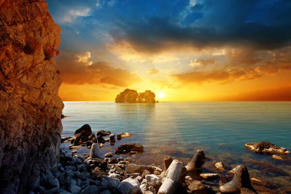 美丽大海日落风景图片