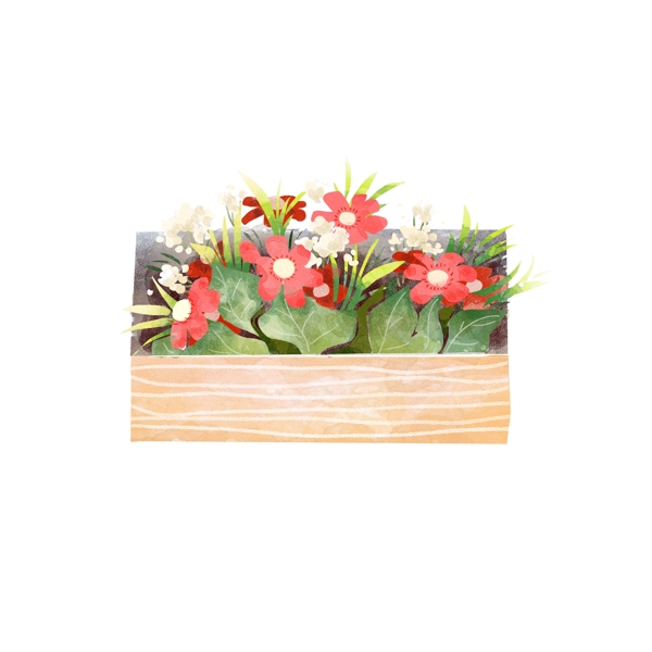 花卉植物方形盆栽装饰素材
