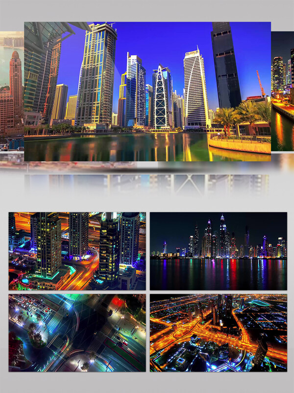 4k现代科技智慧城市迪拜景观延时摄影