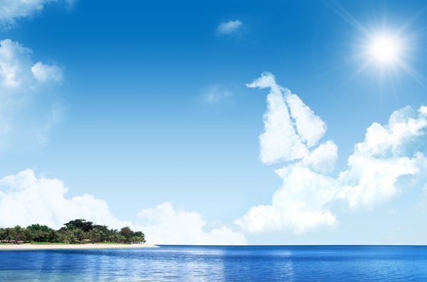 蓝天白云海岛图片