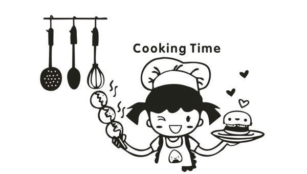 小女孩烹饪卡通