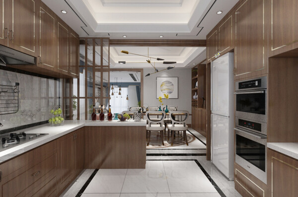 新中式厨房室内装饰装修效果图
