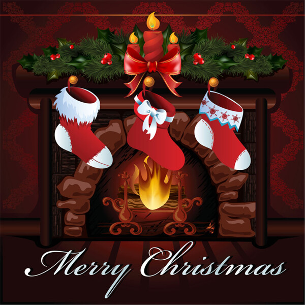 圣诞节壁炉和袜子图片