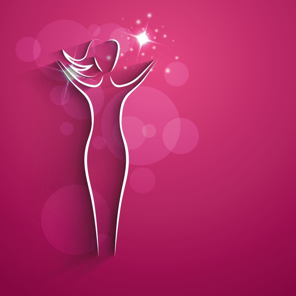 三八妇女节贺卡或海报的粉红色背景女性插画设计