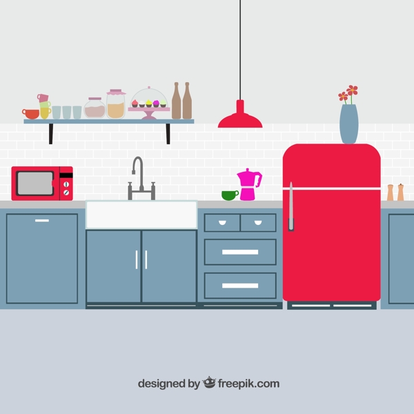 整洁厨房设计矢量素材