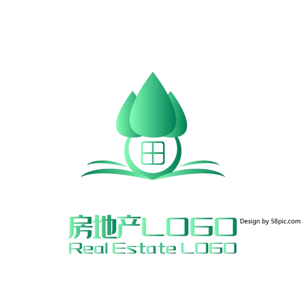 原创创意简约大气叶子房子房地产LOGO