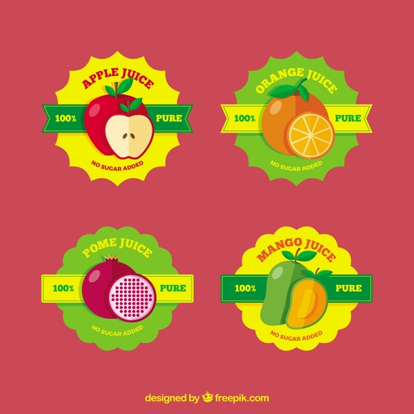 不同口味的水果标签图标矢量素材