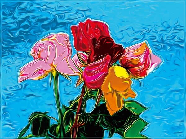 玫瑰花抽象画艺术画