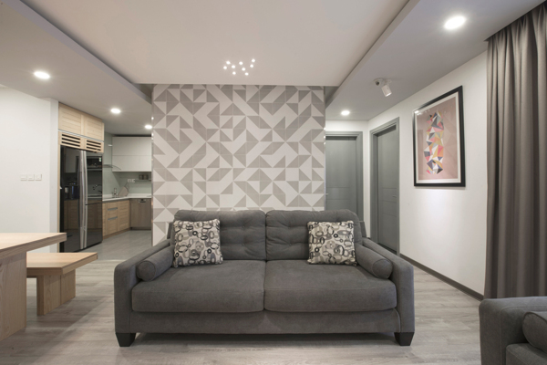 现代时尚客厅亮灰色窗帘室内装修效果图