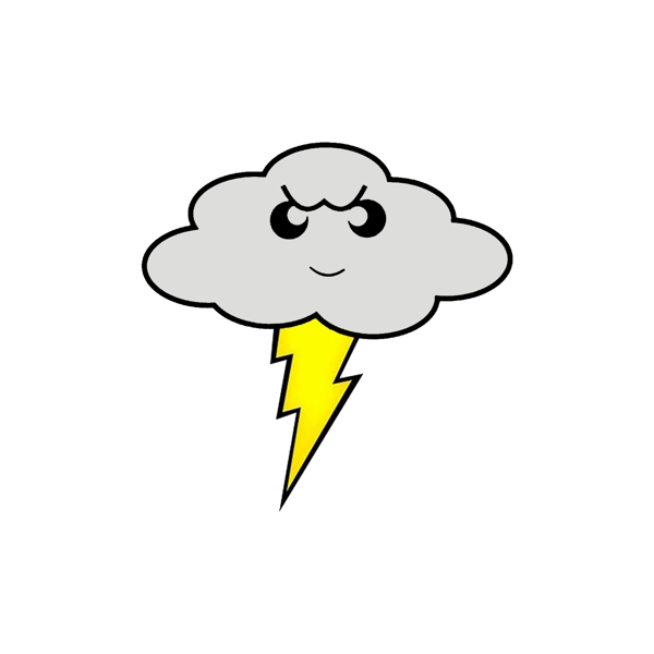 卡通可爱酷酷闪电云装饰图案素材元素