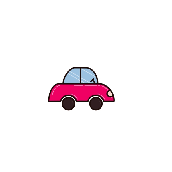 可爱简约洋红色小轿车小汽车交通工具