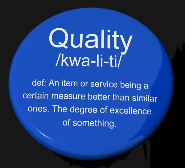 质量的定义按钮显示出优良的优质产品