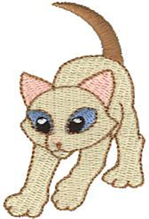 绣花动物色彩猫单色免费素材