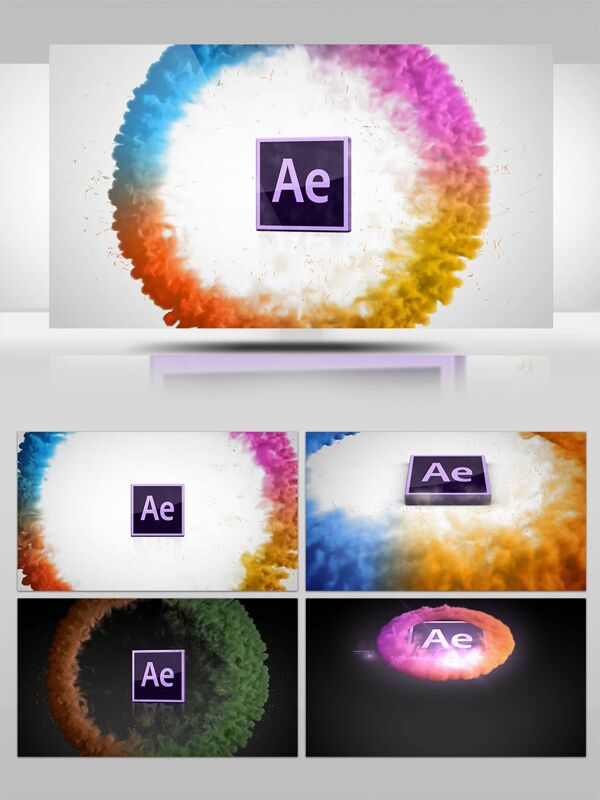 四款五彩震撼烟雾爆炸logo演绎AE模板