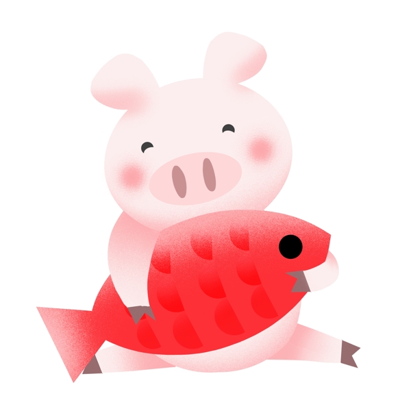 猪年动物猪卡通可爱插画剪纸风形象