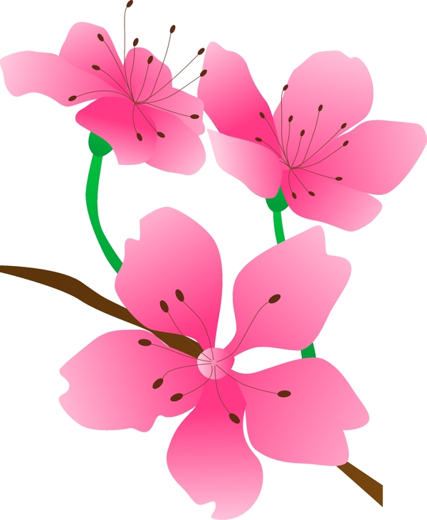 卡通免扣粉色花朵