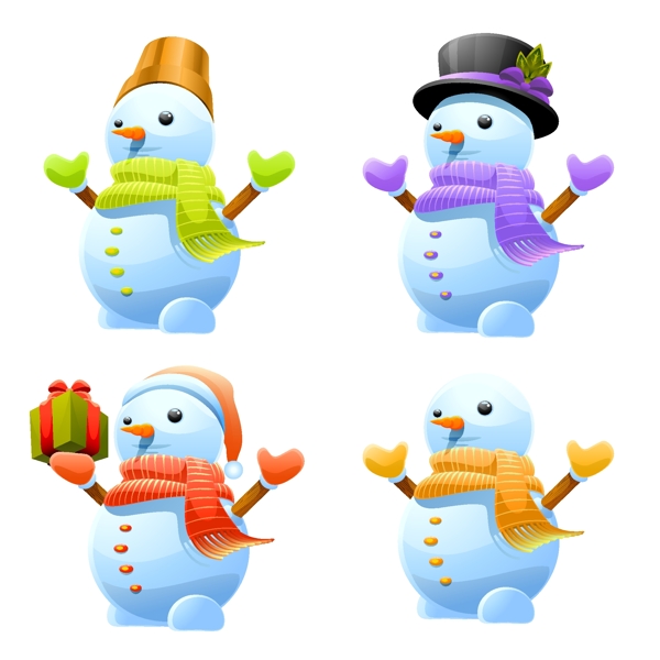 四个小雪人