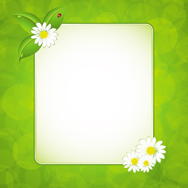 矢量绿色清新花朵边框素材