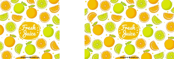 手绘橙子柠檬水果装饰图案
