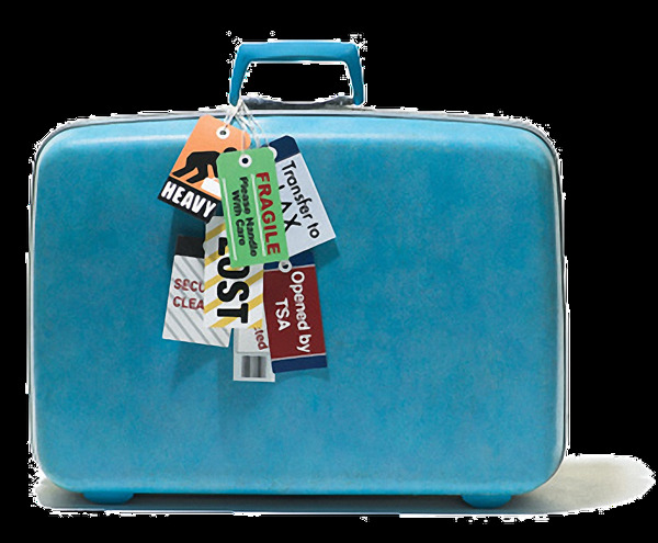 蓝色手提行李箱免抠png透明图层素材