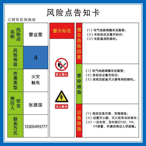 加油站风险告知卡