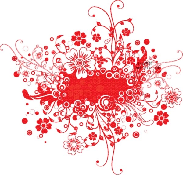经典红色花卉花纹