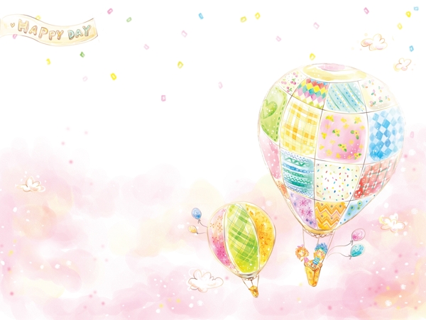 粉色的热气球图片