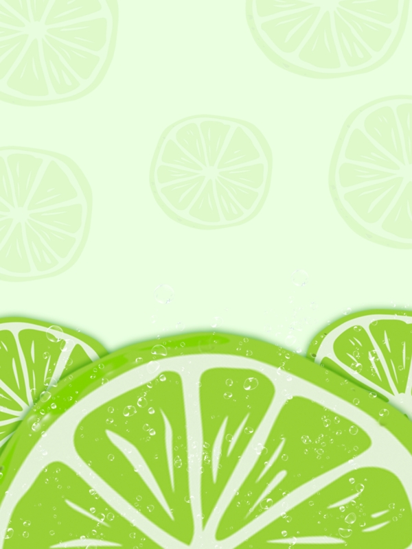 淡绿色手绘柠檬清新水果背景