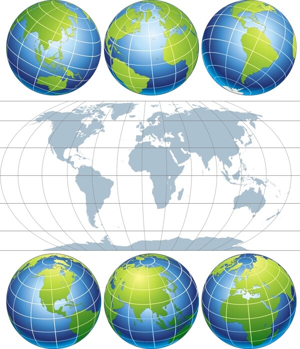 世界地图与地球元素矢量素材