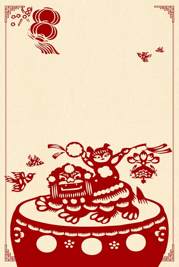 红色边框中国风春节喜庆背景图