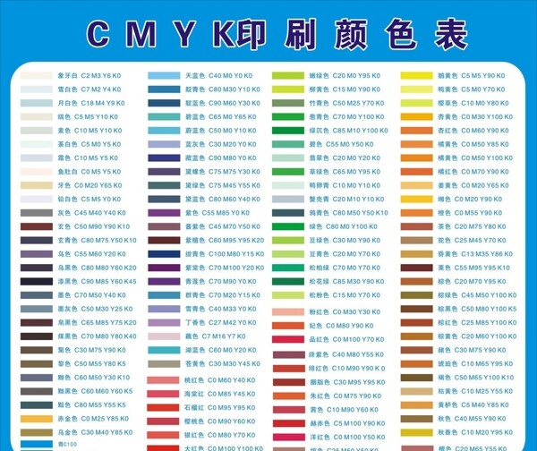 CMYK颜色值表